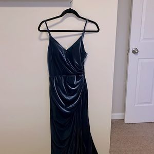 Beautiful velvet blue dress for a wedding!